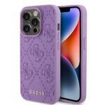 Coque Guess Leather 4G Stamped pour iPhone 15 Pro - Light Purple