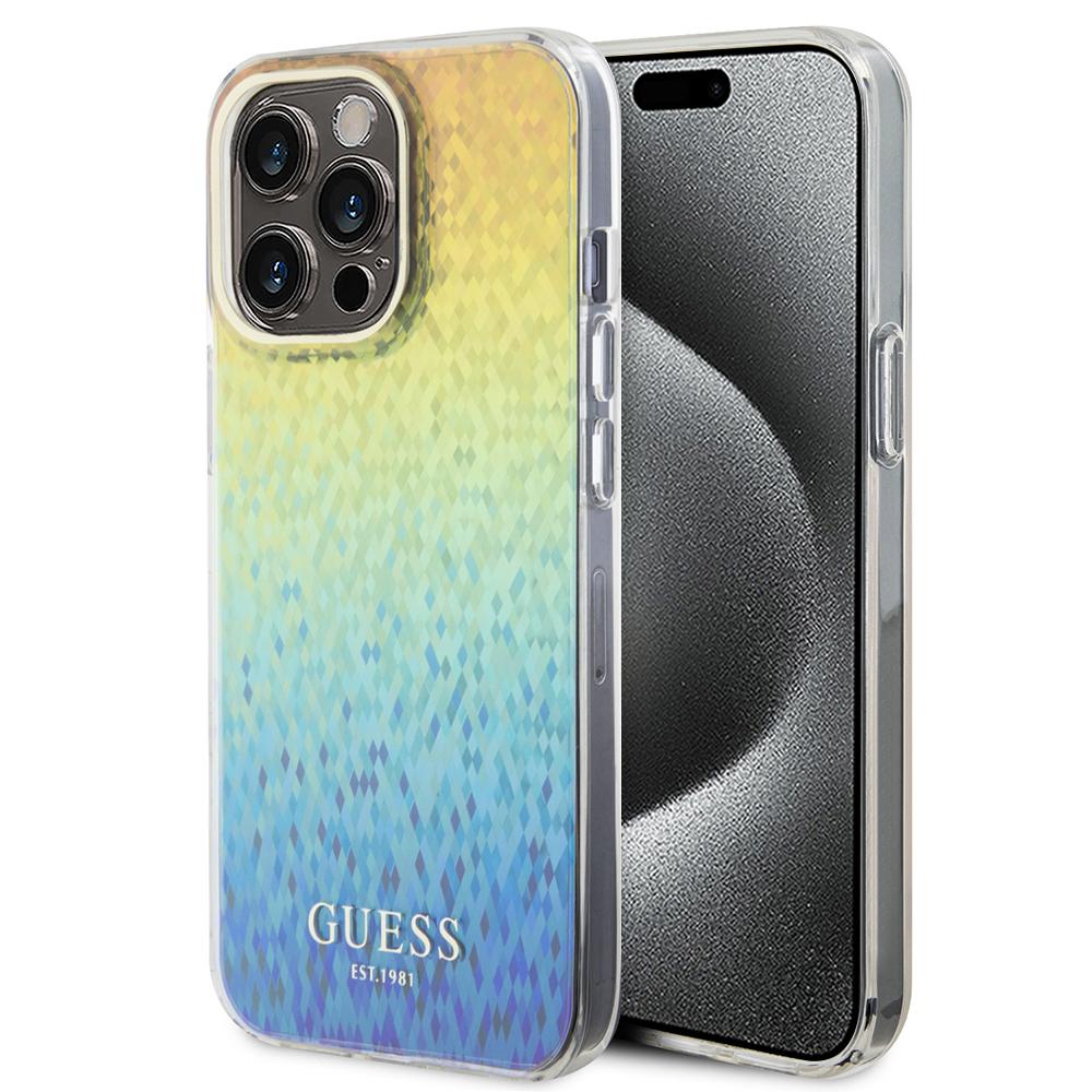 1593709 Coque Guess Hardcase IML Faceted Mirror Disco Iridescent pour iPhone 15 Pro - Multicolour – Image 1