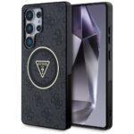 Coque Guess IML Metal Glitter 4G Circle Triangle MagSafe pour Samsung Galaxy S25 Ultra - Black