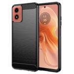 Coque Techsuit Carbon Silicone pour Motorola Moto G04 / Moto G04s / Moto G24 / G24 Power / Moto E14 - Black