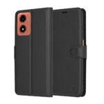 Étui portefeuille Techsuit Leather Folio pour Motorola Moto G04 / Moto G04s / Moto G24 / Moto E14 - Black