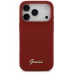 Coque Guess Silicone Script Metal Logo MagSafe pour iPhone 17 Pro - Red – Image 2
