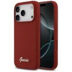 Coque Guess Silicone Script Metal Logo MagSafe pour iPhone 17 Pro - Red