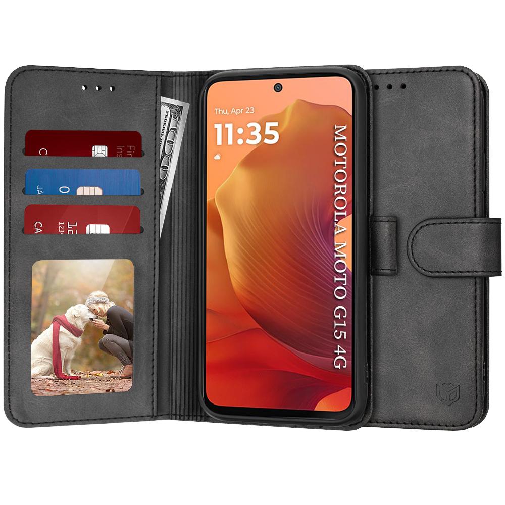 2596495 Étui portefeuille Techsuit Diary Book pour Motorola Moto G15 / G15 Power - Black – Image 1