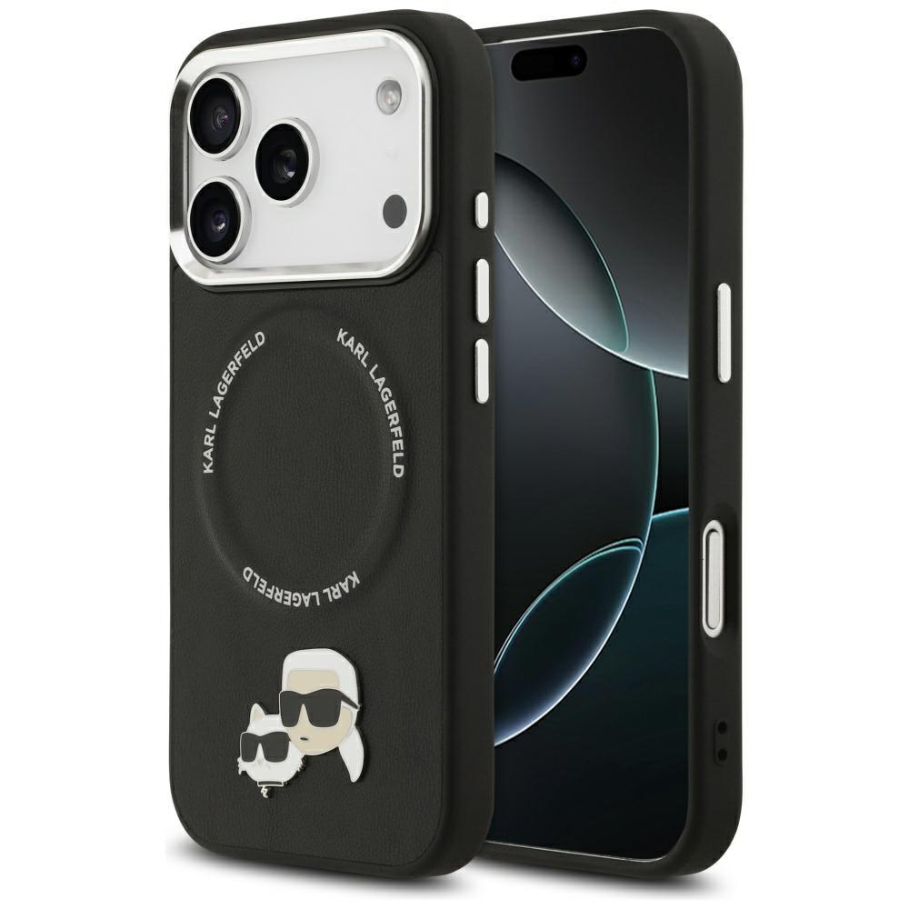 2617669 Coque Karl Lagerfeld Leather K&C Pins MagSafe (KLHMP17LPSMLRKCK) pour iPhone 17 Pro - Black – Image 1