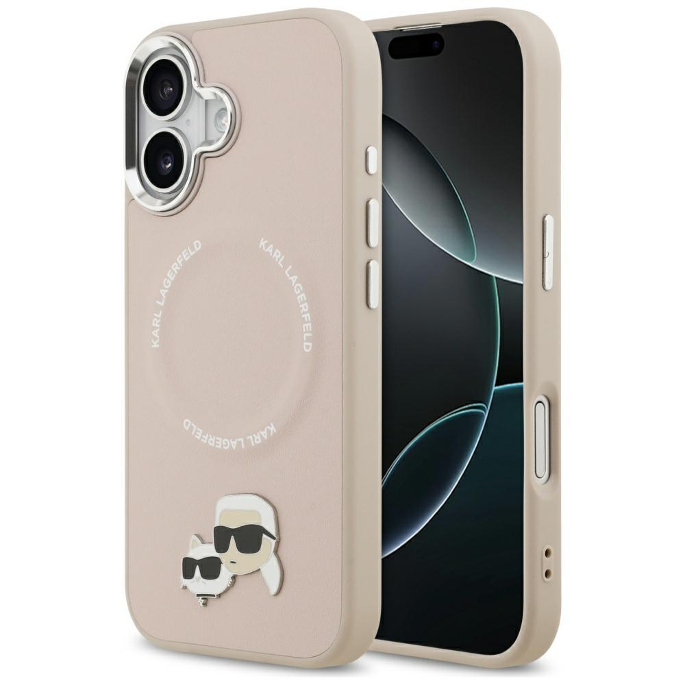 2618341 Coque Karl Lagerfeld Leather Karl & Choupette Pins MagSafe (KLHMP17SPSMLRKCP) pour iPhone 17 - Pink – Image 1