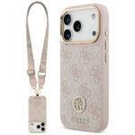 Coque Guess Hardcase 4G Strass Logo avec lanière pour iPhone 17 Pro - Pink