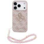 Coque Guess Hardcase 4G Classic Logo avec dragonne de perles pour iPhone 17 Pro - Pink