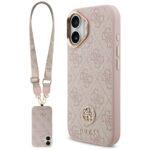 Coque Guess Hardcase 4G Strass Logo avec lanière pour iPhone 17 - Pink