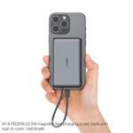 Batterie externe magnétique Acefast M18 10 000 mAh (38,5 Wh) - Câble intégré - USB-C - PD 22,5 W - LED - Noir – Image 6