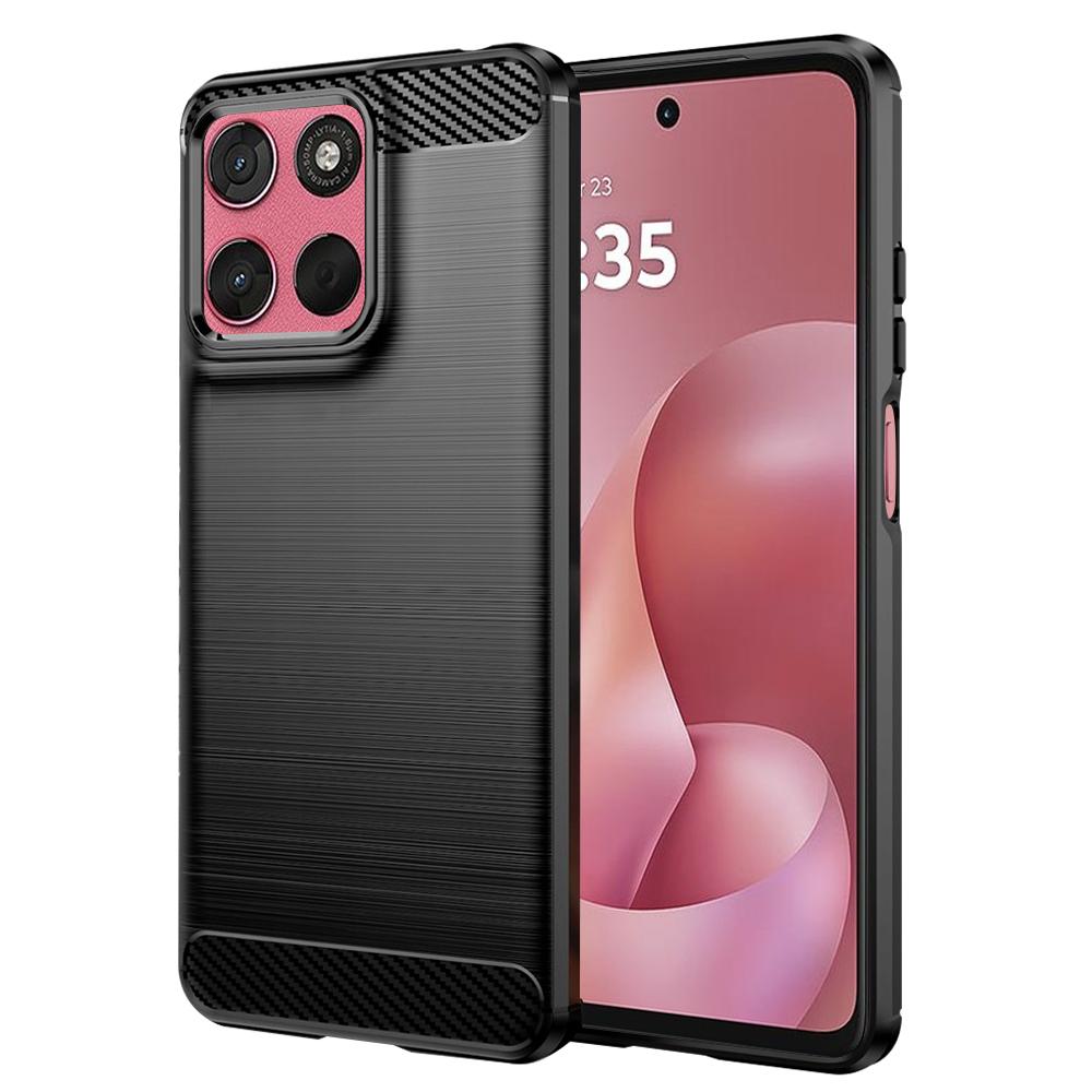2760289 Coque Techsuit Carbon Silicone pour Motorola Moto G57 Power / G67 Power - Black – Image 1