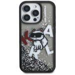 Coque Karl Lagerfeld Liquid Glitter Choupette Logo MagSafe avec paillettes pour iPhone 16 Pro - Black – Image 3