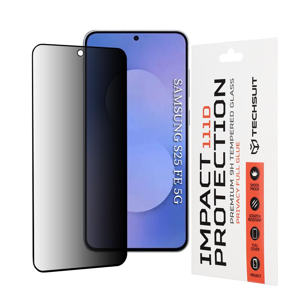 2835997 Protection d'écran Techsuit 111D Privacy Full Glue pour Samsung Galaxy S25 FE - Black – Image 1