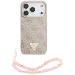 Coque Guess Hardcase 4G Triangle Logo MagSafe avec dragonne de perles  iPhone 17 Pro - Pink