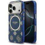 Coque Guess IML Peony Dot MagSafe pour iPhone 17 Pro Max - Blue