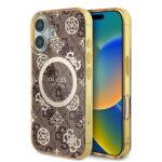 Coque Guess IML Peony On 4G Background MagSafe pour iPhone 16 - Brown