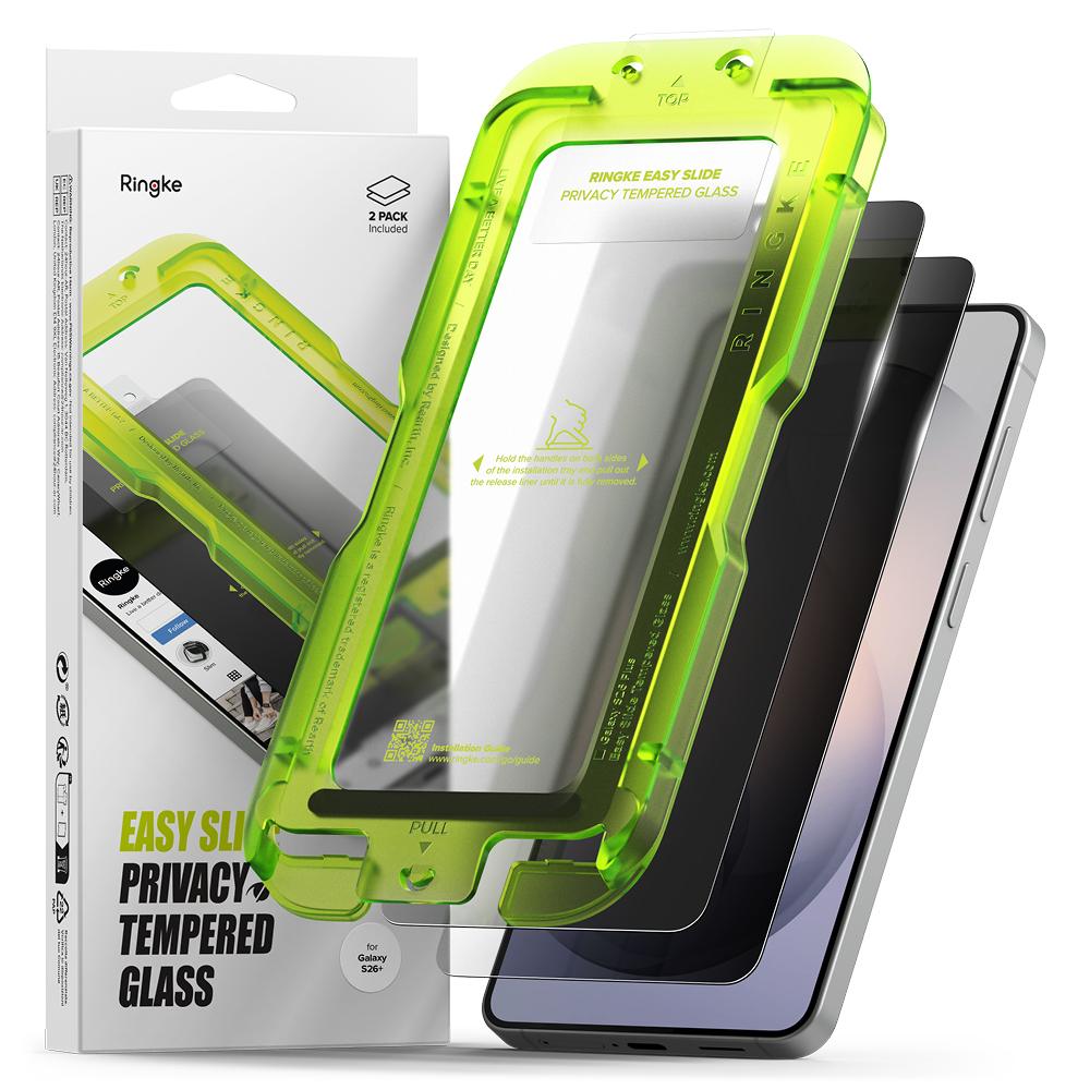 2889331 Lot de 2 protections d'écran Ringke Easy Slide Tempered Glass pour Samsung Galaxy S26 Plus - Black – Image 1