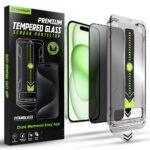 Lot de 2 protections d'écran Techsuit TitanGlass FullCover avec applicateur pour iPhone 15 Plus / iPhone 16 Plus - Privacy