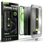 Lot de 2 protections d'écran Techsuit TitanGlass FullCover avec applicateur pour iPhone 15 Plus / iPhone 16 Plus - Privacy