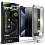 Lot de 2 protections d'écran Techsuit TitanGlass FullCover avec applicateur pour iPhone 15 Pro - Privacy