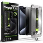 Protection d'écran Techsuit TitanGlass FullCover avec applicateur pour iPhone 15 Pro - Privacy