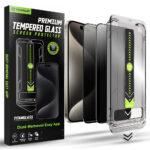 Lot de 2 protections d'écran Techsuit TitanGlass FullCover avec applicateur pour iPhone 15 Pro Max - Privacy