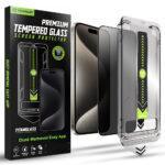 Protection d'écran Techsuit TitanGlass FullCover avec applicateur pour iPhone 15 Pro Max - Privacy