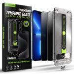 Lot de 2 protections d'écran Techsuit TitanGlass FullCover avec applicateur pour iPhone 13 Pro Max / iPhone 14 Plus - Privacy