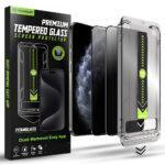 Lot de 2 protections d'écran Techsuit TitanGlass FullCover avec applicateur pour iPhone X / iPhone XS / iPhone 11 Pro - Privacy