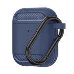 Coque Techsuit Carbon Silicone pour AirPods 1 / 2 - Navy Blue
