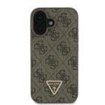 Coque Guess Leather 4G Triangle Strass pour iPhone 16 Plus - Brown – Image 2