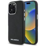 Coque Karl Lagerfeld Saffiano Full Wrapped Elongated Metal Logo MagSafe pour iPhone 16 Pro - Black