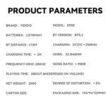 Casque Bluetooth Yesido EP05 avec réduction de bruit, BT 5.2, batterie 400 mAh - Black – Image 6