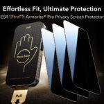 Lot de 3 protections d'écran ESR Corning Gorilla Glass UltraFit Privacy™ pour iPhone 17 Pro Max - Black – Image 3