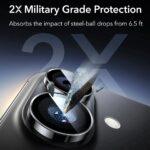 Lot de 2 protections d'objectif ESR Armorite Camera Lens Protectors pour iPhone 16 / iPhone 16 Plus / iPhone 17 - Black – Image 3