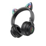 Casque Bluetooth Borofone BO18 avec oreilles de chat et LED, autonomie 7 h - Black – Image 3