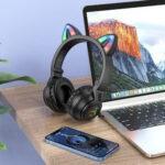 Casque Bluetooth Borofone BO18 avec oreilles de chat et LED, autonomie 7 h - Black – Image 5