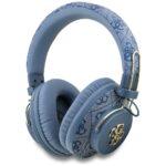Casque Bluetooth Guess 4G Metal Logo avec ENC, 30 h et charge USB-C - Blue