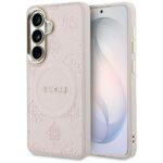 Coque Guess Saffiano Peony Embossed Ring MagSafe pour Samsung Galaxy S26 - Pink
